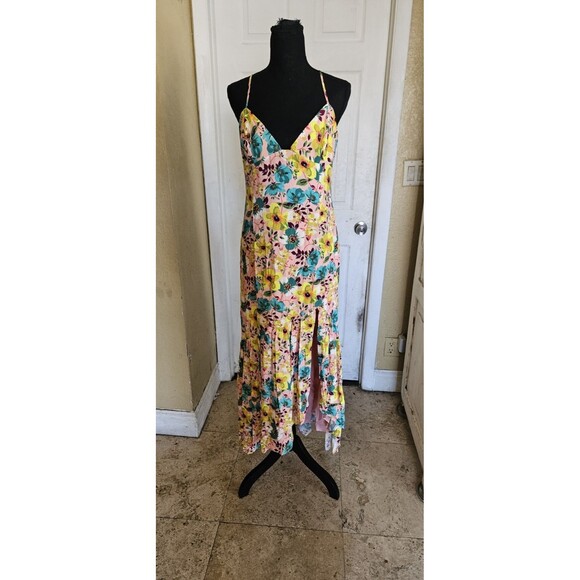 Aidan Mattox Floral Print Wrap Cocktail Dress Multi Color Sz 10 - Picture 2 of 5